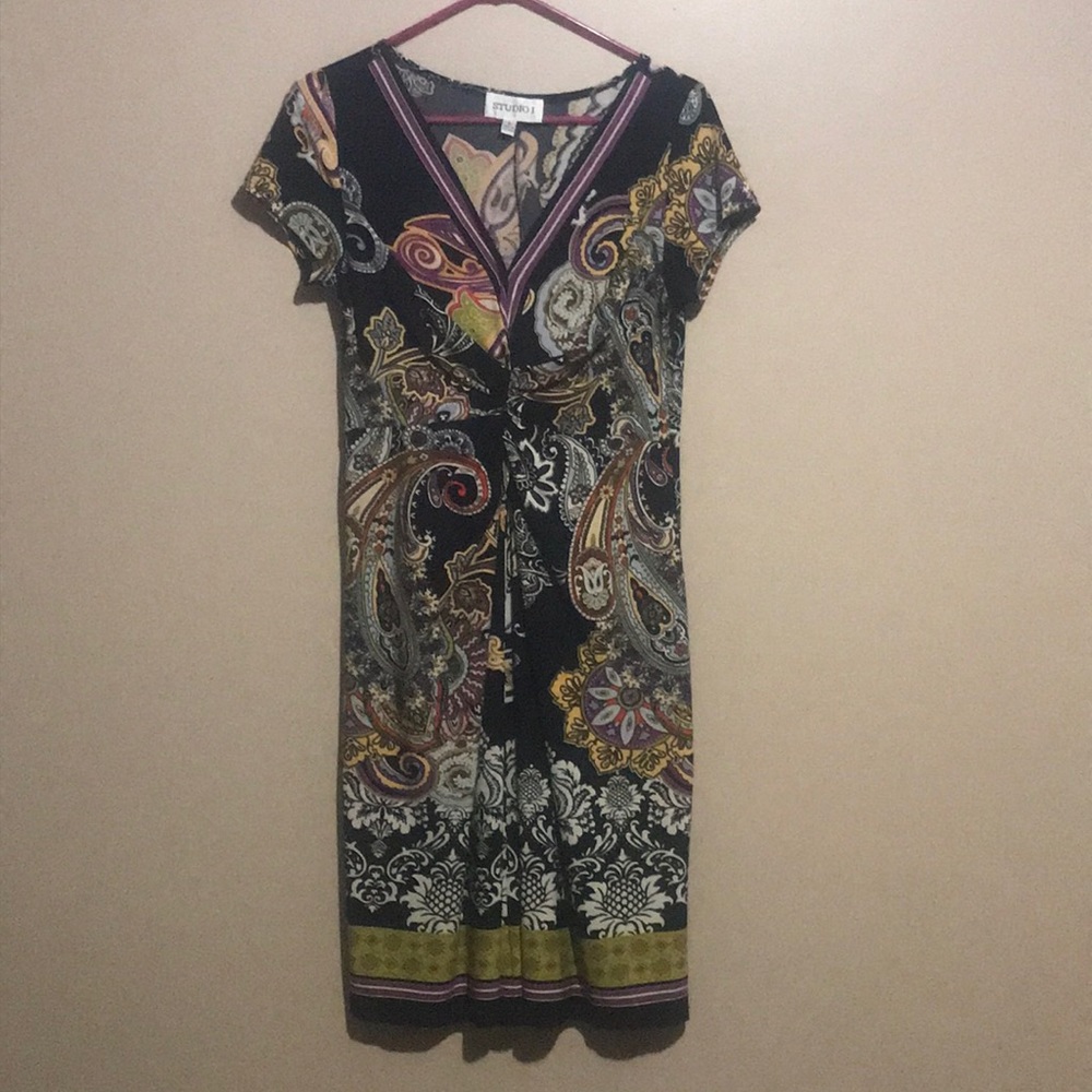 Studio 1 Fun Colorful Short Sleeve Dress small